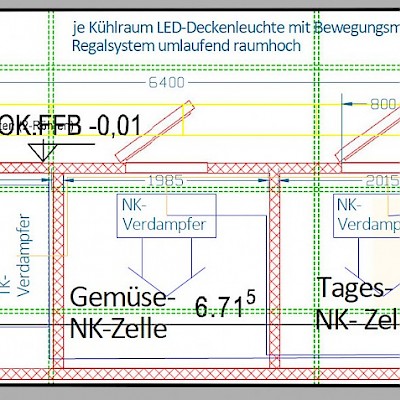 Grundriss der Kombi- Kühlzelle